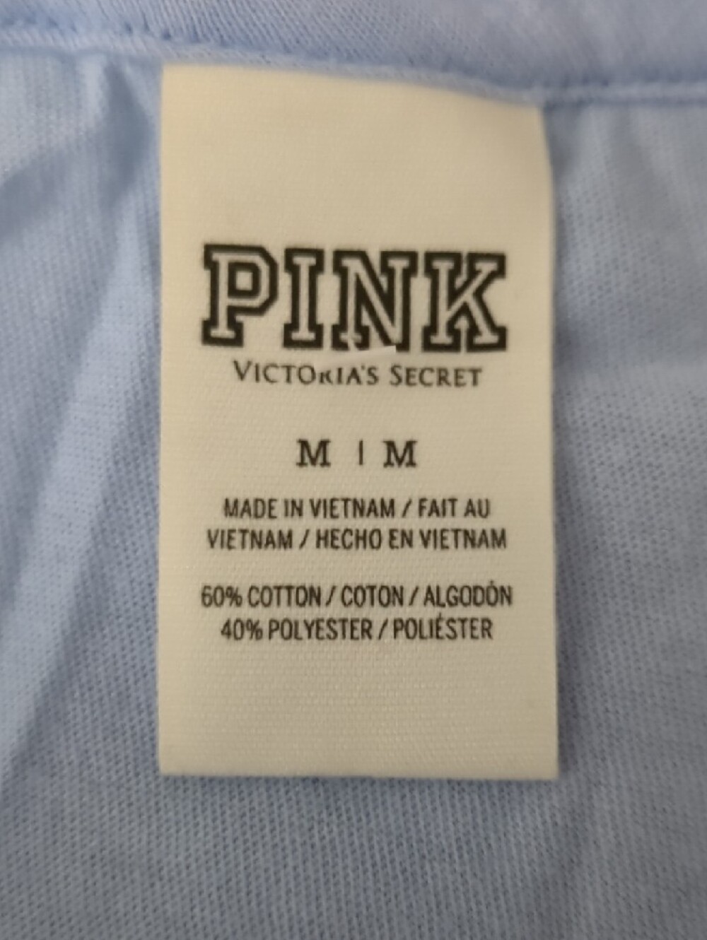 Victoria's Secret PINK Logo Tee in Light Blue sequins bling M - Picture 3 of 4